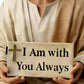 Hand Painted Jesus Figurine I Am with You Always Gift - For Desk Jesus Christ Statue Sitting Pose Unique Resin Jesus Ornament