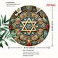 2D Flat Star of David Menorah Dove Round Metal Tin Sign, Elegant Jewish Hanukkah Religious Wall Decor, Ornate Judaica Art Iron P
