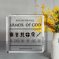 [Christian Desk Sign] Inspirational Christian Acrylic Desk Sign - 2D Flat, Full Armor of God Bible Verse Ephesians