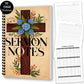 1PC Vintage Cross Floral Spiral Notebooks, Sermon Notes Journal for Church Service, Bible Study, Faith Reflection, Prayer Log, I