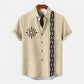 Men's shirt ethnic style 3D printing henley shirt, men's fashion button down collar short sleeve, high quality men's tops