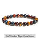 JD Natural Stone Beads Bracelet Amethyst Tiger Eye Crystal Quartz Agate Gem Beads Bangles Women Men Reiki Healling Jewelry Gift