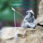 Fish Tank Garden Sitting Fishing Sandstone Vintage Ornament Aquarium Mini Fisherman Statue Asian Zen Decoration  Home Decor