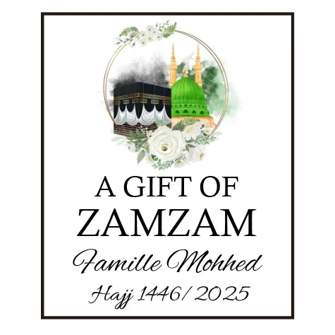 100pcs Custom A Gift Of Zam Zam Sticker Water Bottle Label Wedding Favours Hajj Umrah Mubarak Nikkah Adhesive Guest Gift Baptism