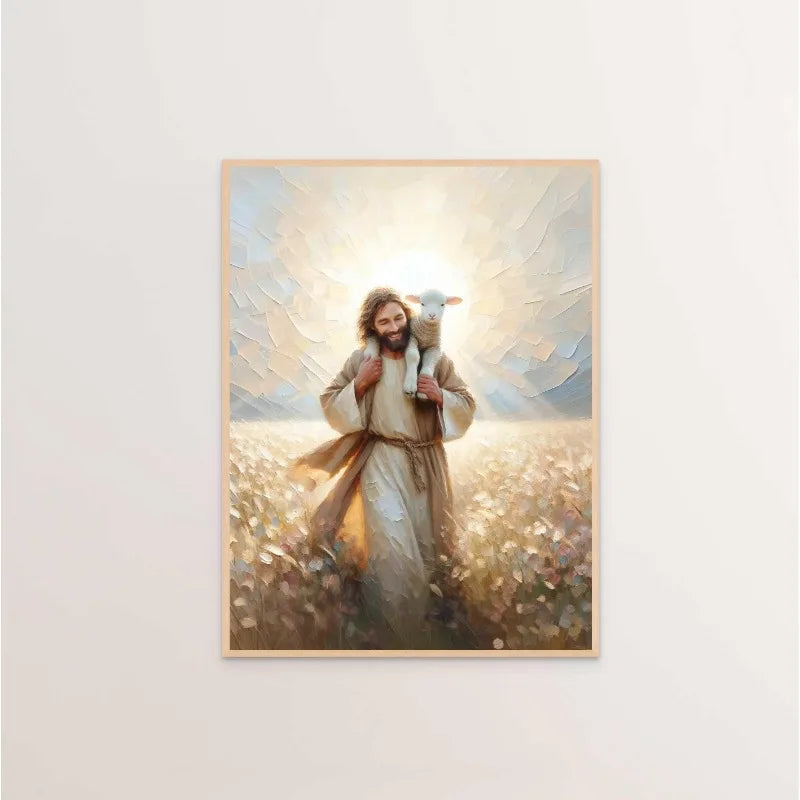 Modern Christian Believer Poster Jesus Praying Shepherd Bible Verse Easter Canvas Painting Wall Art for Kids Room Home Decor