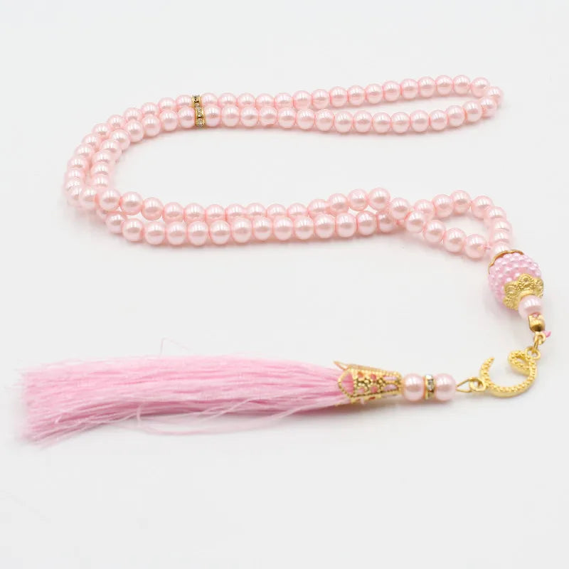 6mm 99pcs Glass Pearls Tassel Turkish Style Muslim Rosary Islamic Prayer Beads Bracelet For Women Jewelry Accessories Gift