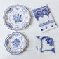8pcs Chinese Blue White Porcelain Plate Party Decoration Plate Retro Wave Edge Plate Holiday Cake Plate Disposable Paper Plate