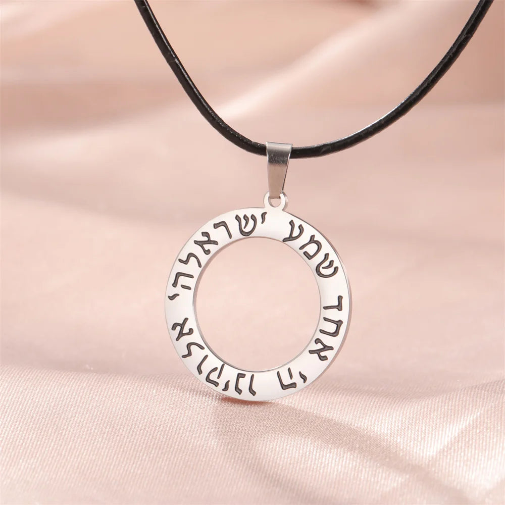 My Shape Hebrew Prayer Necklaces Shema Israel Blessing Stainless Steel Pendant Necklace Star of David Jewish Jewelry Wholesale
