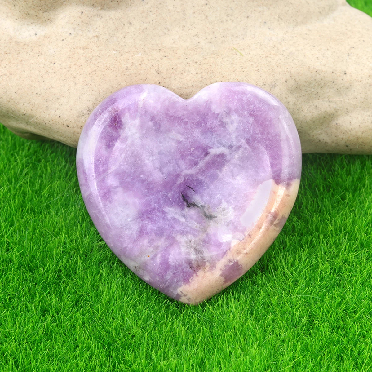 40mm Heart Crystal Worry Stone Palm Energy Therapy Reiki Healing Massage Quartz Meditation Pocket Gemstone Spiritual Thumb Flake