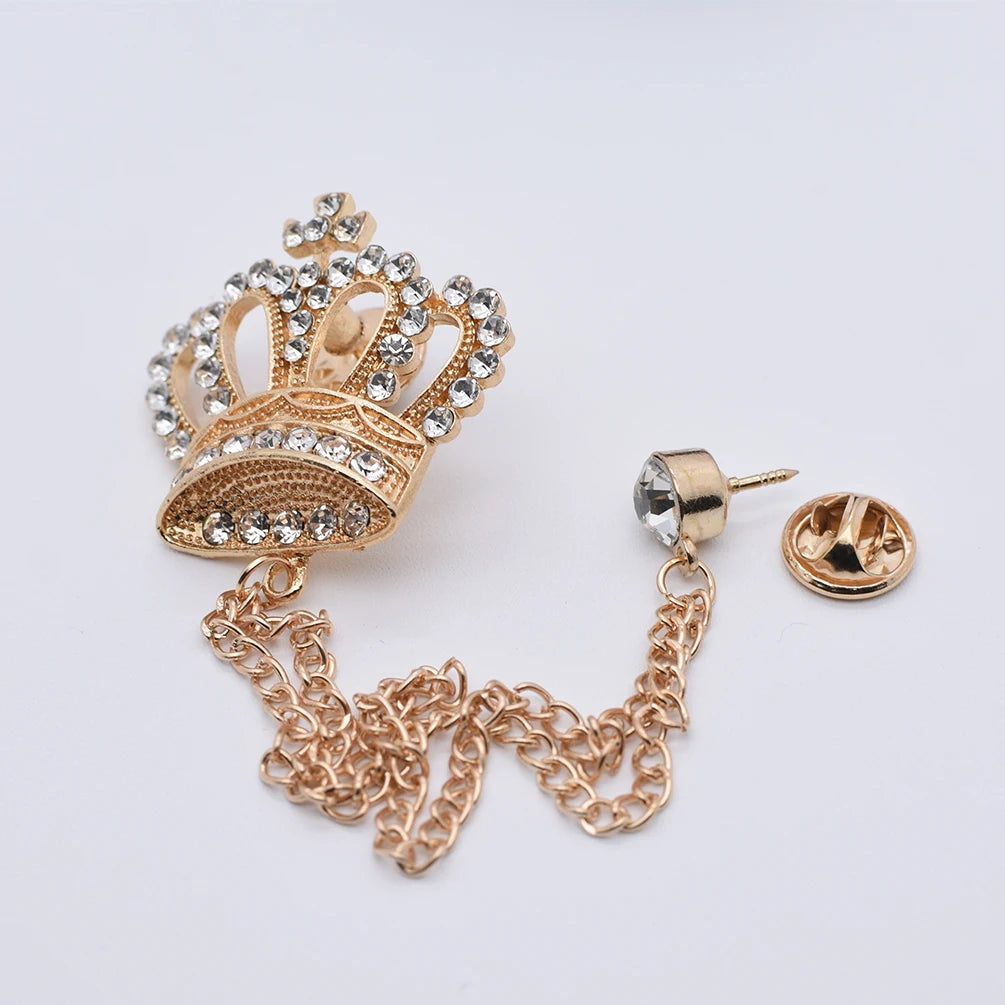 Korean High-end Rhinestone Star Brooch Crystal Tassel Chain Corsage Suit Coat Badge Lapel Pin for Men Women Clothing Accessories