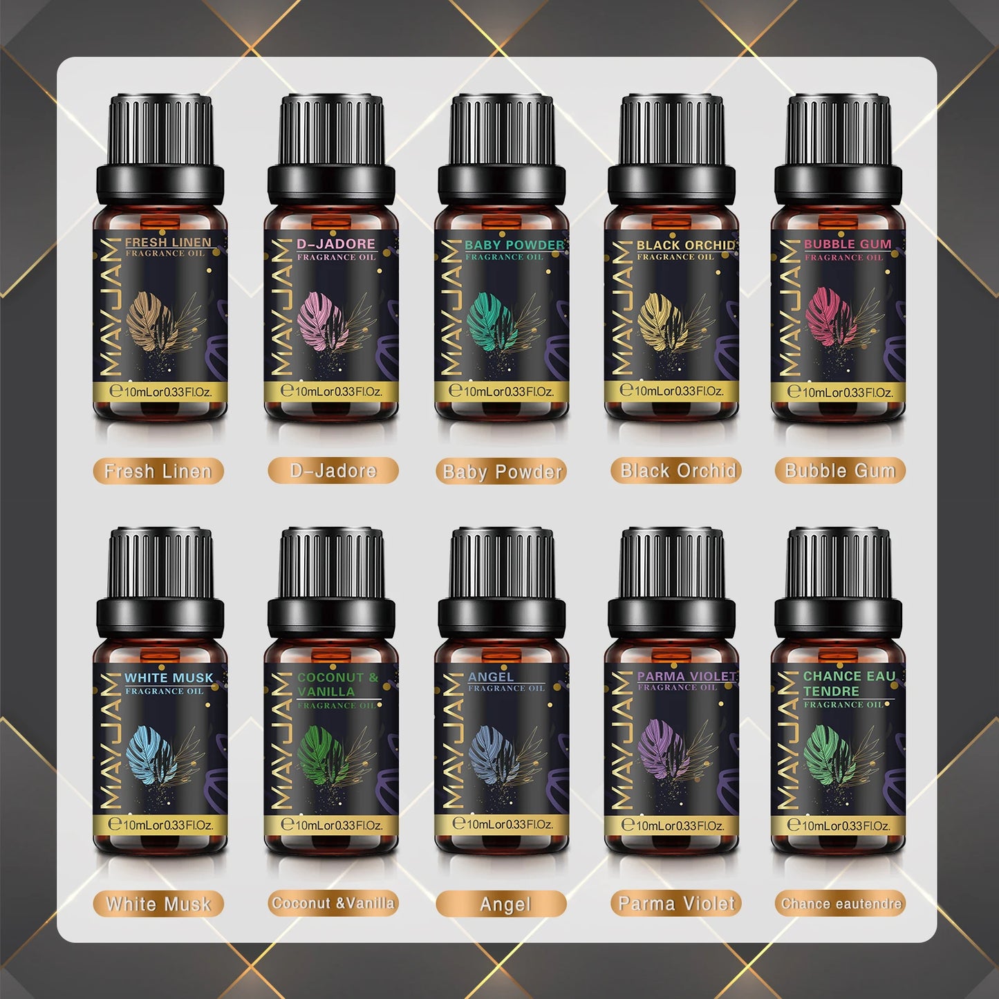 MAYJAM 10ml Aromatic Essential Oil Bubble Gum La Vie Est Belle D-Jadore White Musk Sea Breeze Baby Powder Long-lasting Scents