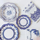 8pcs Chinese Blue White Porcelain Plate Party Decoration Plate Retro Wave Edge Plate Holiday Cake Plate Disposable Paper Plate