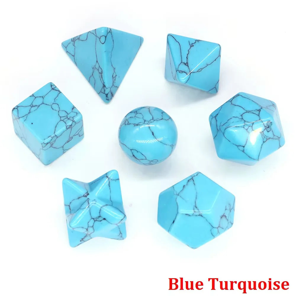 7Pcs Platonic Solid Sacred Stones Geometry Set Natural Crystals Reiki Healing Chakra Gemstones Lucky Home Decoration Gifts