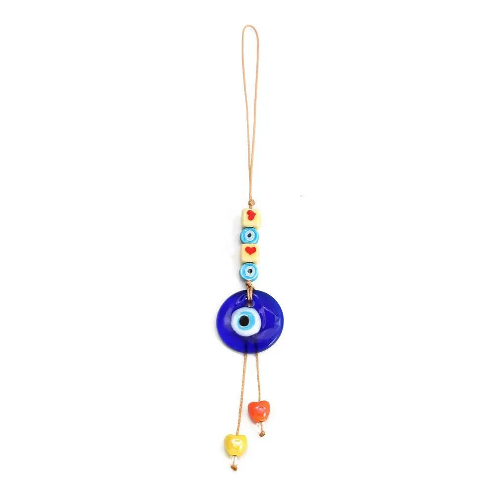 Demon Eye Lucky Charm Car Ornaments Protection Tassel Crystals Feng Shui Car Decor Turkish Blue Eye Retro Glass Pendant Gifts