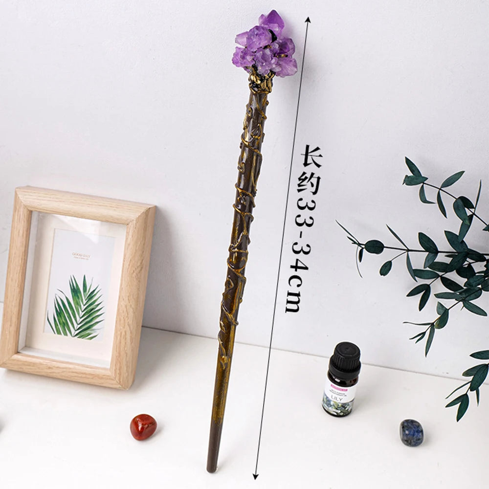 Witch Magic Stick Quartz Natural Crystal Scepter Fairy Wand Ritual Tool Altar Adornment 1pc Halloween Prop Handmade Jewelry Gift
