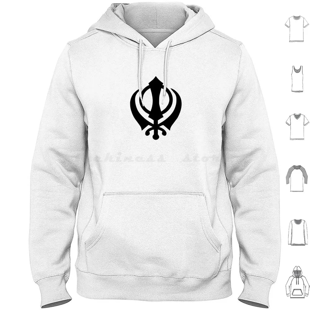 Khanda Hoodie Cotton Long Sleeve Khanda Sikhi Sikh Sikhism Religion Religious Punjab Punjabi Singh Kaur Sikh Symbol