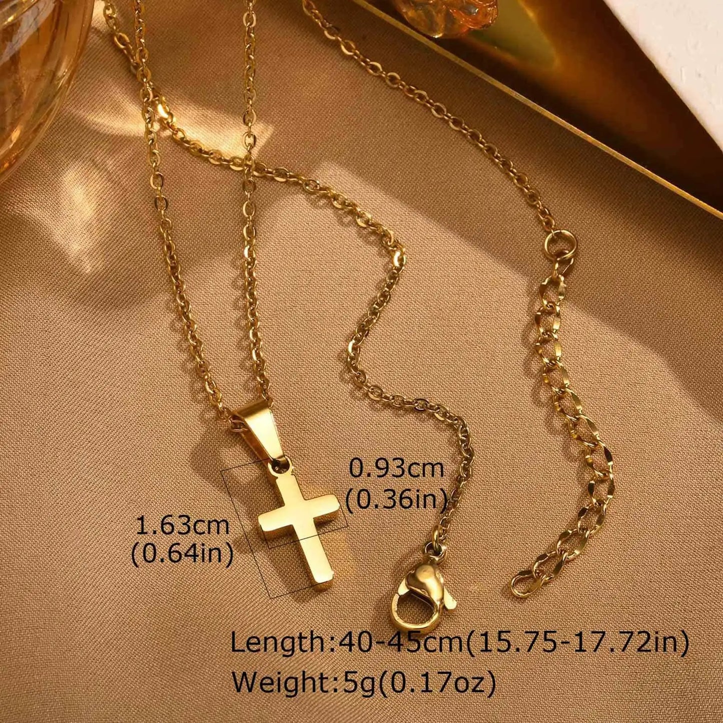Vnox Christian Religion Necklaces For Women Men, Zircon Cross Pendant Charm Necklace, Classic Gold Plated Jewelry
