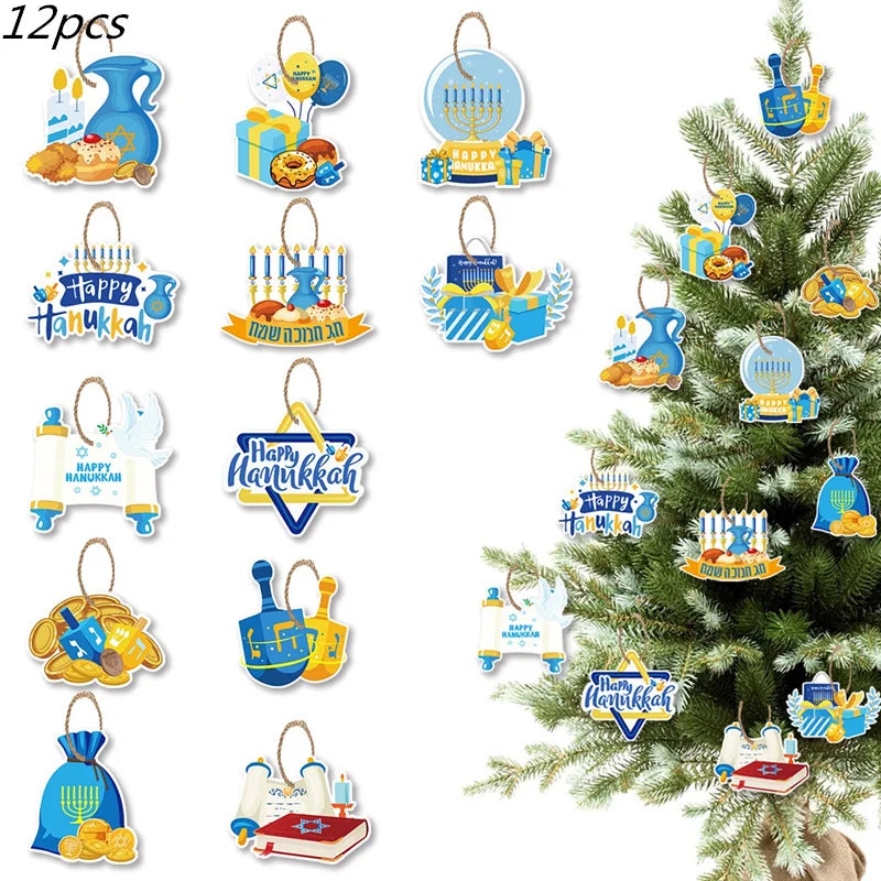 Jewish Hanukkah Birthday Party Decoration Cake Topper Balloon Candle Chanukah Party Supplies Tableware Banner Backdrop