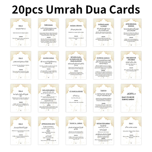 20pcs Umrah Dua Notecard Flashcards Both Arabic And English For Umrah Rituals, Islamic Prayer Guide Cards,gift For Eid Al-fitr