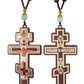 Diyalo Crucifix Jesus Christ Cross Icons Pendant Necklace Orthodox Wooden Beaded Chain Necklace Prayer Car Hanging Decor Jewelry