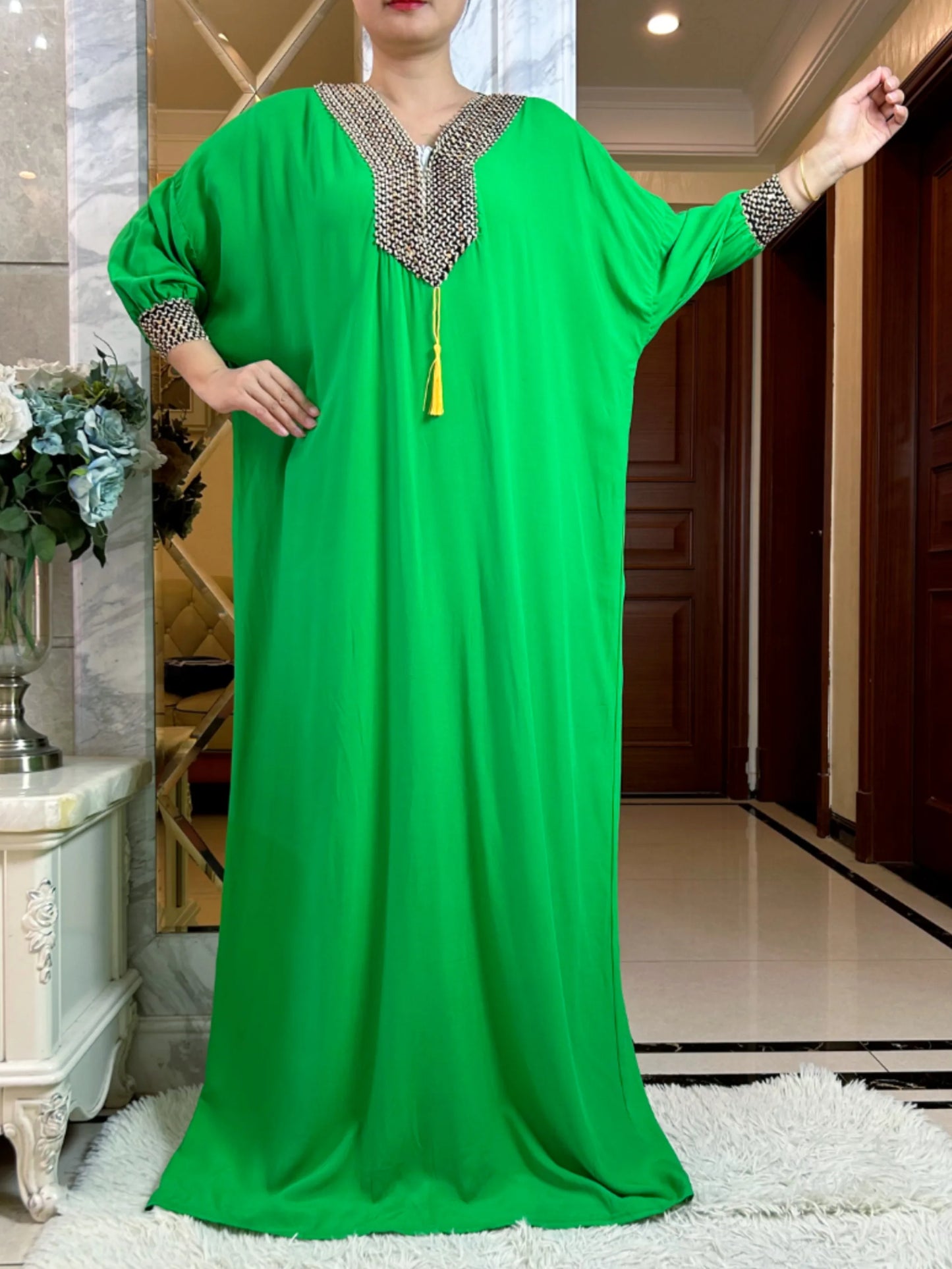 2025New Muslim Women Long Sleeve Autumn  Dress Cotton With Big Scarf Boubou Maxi Islam Women Dress African Abaya