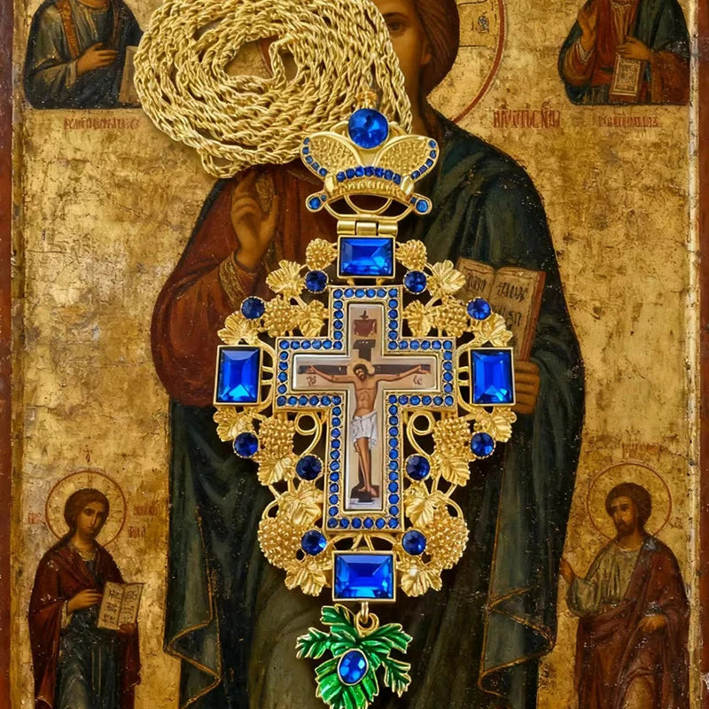 New 2026 Greece Orthodox byzantine Church Jewelry pectoral Cross Necklace Jesus Long Chain Religious icon Christian Gift Priest