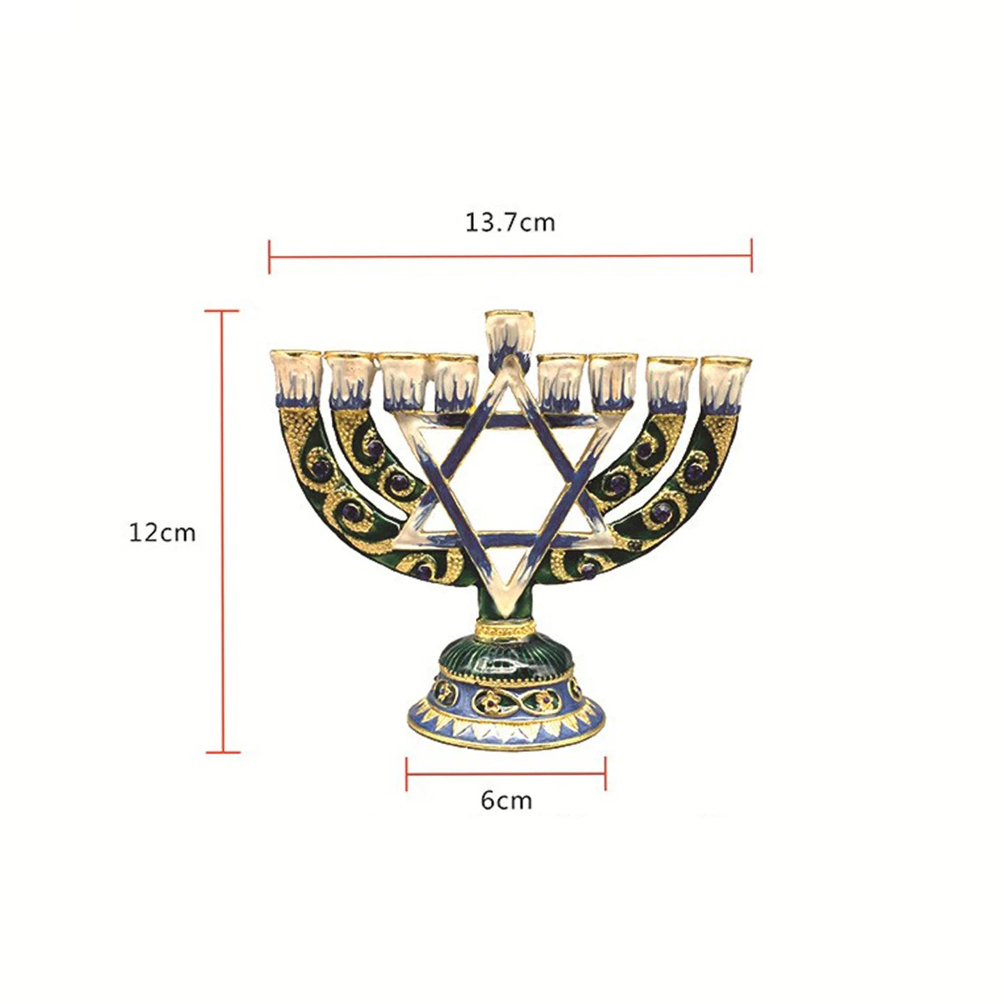Blue Candlesticks for Hanukkah Menorah Candle Holder Candelabrum Candle Stand for Christmas Party Wedding Home Decor 9 Branch