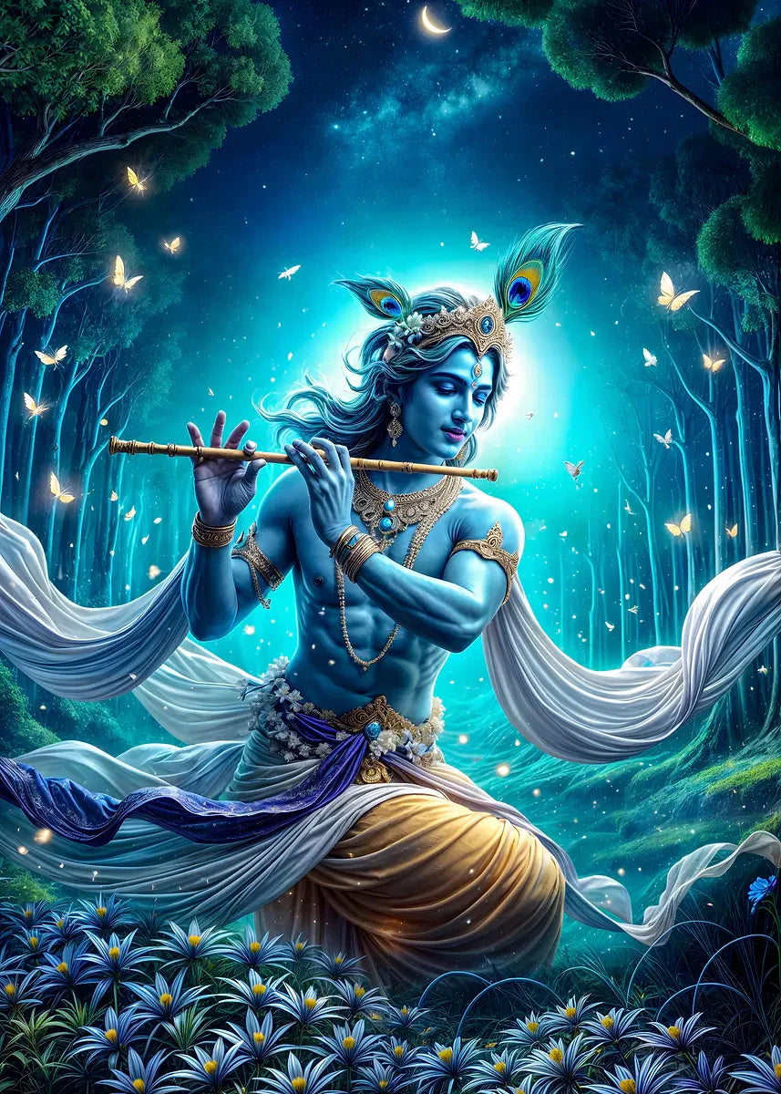 Hindu God Lord Krishna Shiva Ganesha Meditation Indian Traditional Artwork Poster Canvas Painting Wall Pictures Home Decor Gift