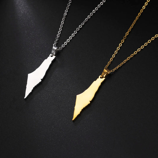 Teamer Israel Map Star of David Pendant Necklace for Women Men Jewish Stainless Steel Necklace Ethnic National Jewelry Wholesale
