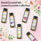 EUQEE 6 Bottles Floral Series Essential Oils Set For Diffuser Candle Making-Rose Lavender Ylang Ylang Jasmine Geranium Chamomile