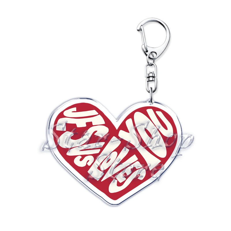 Jesus Loves You Letter Keychains Christian God Bible Quote Keyring for Accessories Bag Pendant Key Chain Jewelry Fans Lover Gift