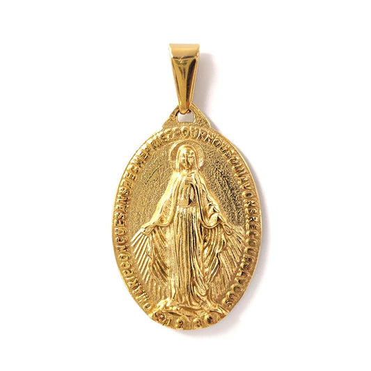 Hot Sale Virgin Mary Pendant Necklace - 18K Gold Plated & 316L Stainless Steel Religious Medallion, Catholic Gifts for Women Men