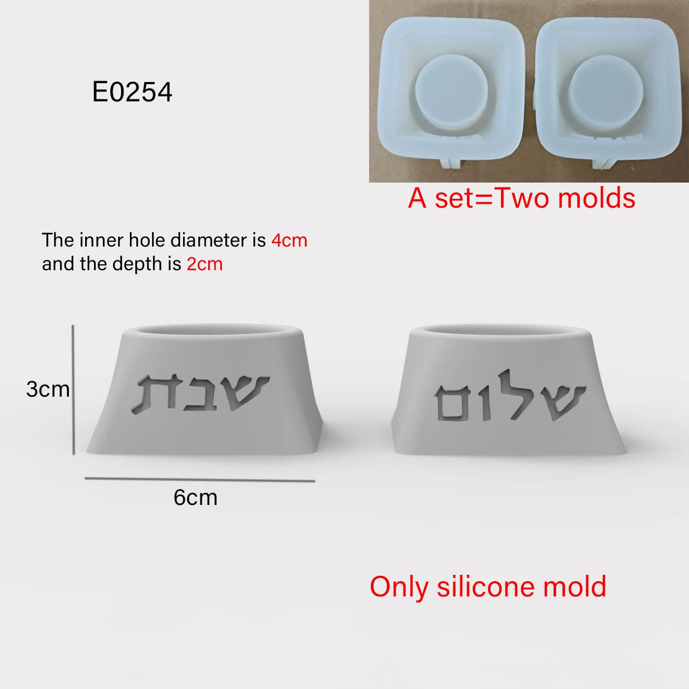 Silicone Mold For Shabbat Candle Holders Set,Handmade Concrete Jewish Tealight Holders | Shabbat Candlesticks Gift Molds