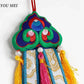 Nepal Handmade Hexagonal Tassel Flag,Colorful Tibetan Embroidery Decorative Handicrafts,Auspicious Hand Drum Flags Buddhist Item