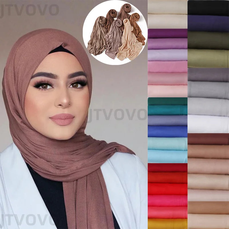 80*180cm Modal Rayon Cotton Muslim Jersey Hijab Women Solid Color Scarf Ramadan Long Shawl Plain Soft Turban Wraps Headband