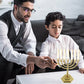 7 Branch Menorah Candle Holder Jerusalem Temple 12 Tribes of Israel Menorah with Aaron Rod Manna Vessel and Tablets 5.11-inch