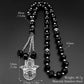 Hamsa Hand of Fatima Stainless Steel Car Pendant for Women Men Fatima´s Hand Turkish Eye Glass Prayer Beads Chain Jewelry Gift