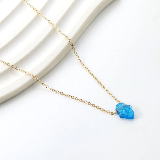 ASONSTEEL Opal Hamsa Hand Pendant Necklace Jewish Jewelry for Women Gold Color Stainless Steel Choker Pendant Jewelry Wholesale