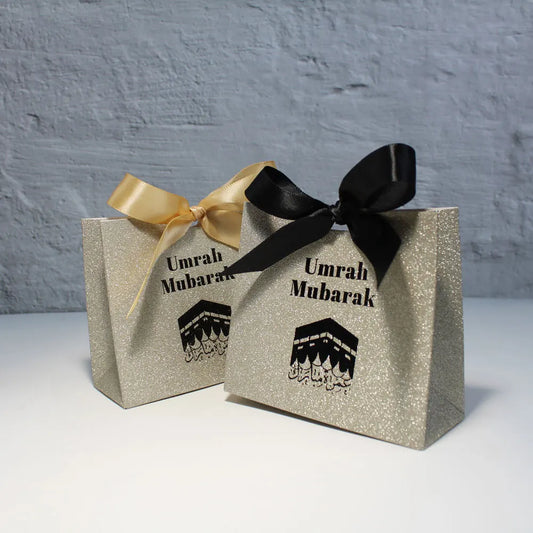 Elegant Shiny Umrah Mubarak Gift Box for Muslim Islamic Ramadan Kareem Iftar Eid al-Fitr Hajj Congratulation Keepsake Decoration