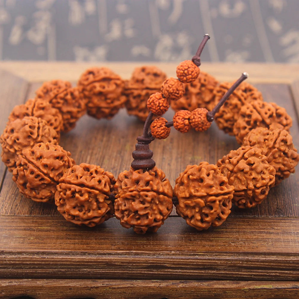 18mm 5 Mukhi Rudraksha Mala Rosary Bracelet Bodhi Tibetan Buddhism Bracelet Yoga Healing Prayer Chakras Energy Amulet