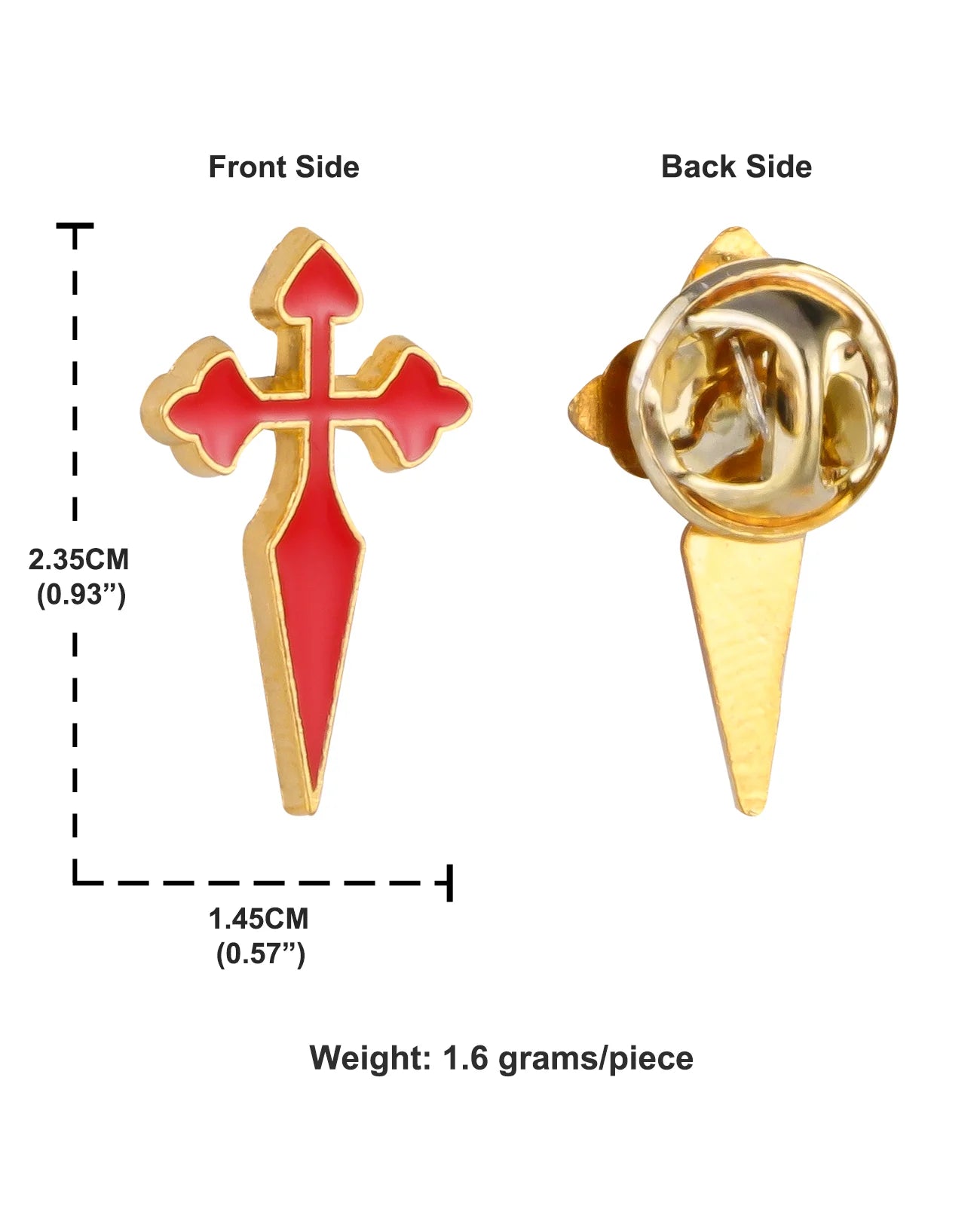 Cottvott 5Pcs/Lot Religious Red St.James Cross Brooch Church Prayer Group keepsake Sacraments Baptism Confirmation Pins Jewelry