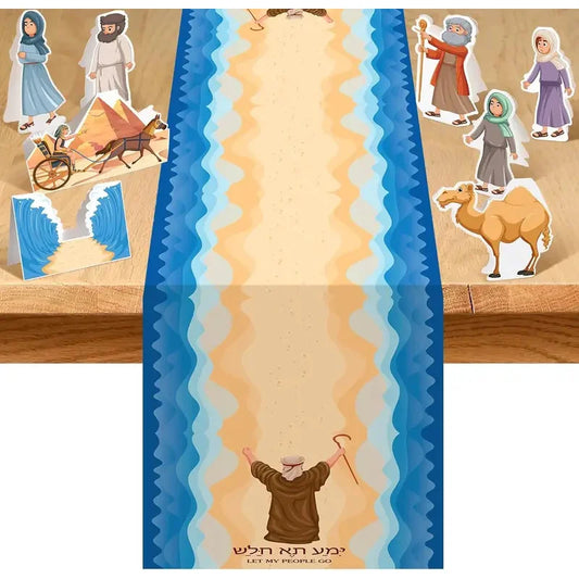 VIKAMA Passover Tablecloth Jewish holiday decoration, suitable for Passover Seder ceremonies, featuring Star of David motif