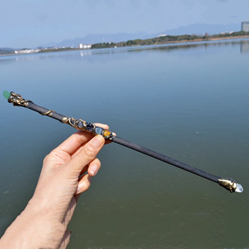 Witch Natural Crystal Wood Wand Amethyst Altar Spells Wizard Princess Fairy Magic Wands Ritual Tool Adornment Handmade Jewelry