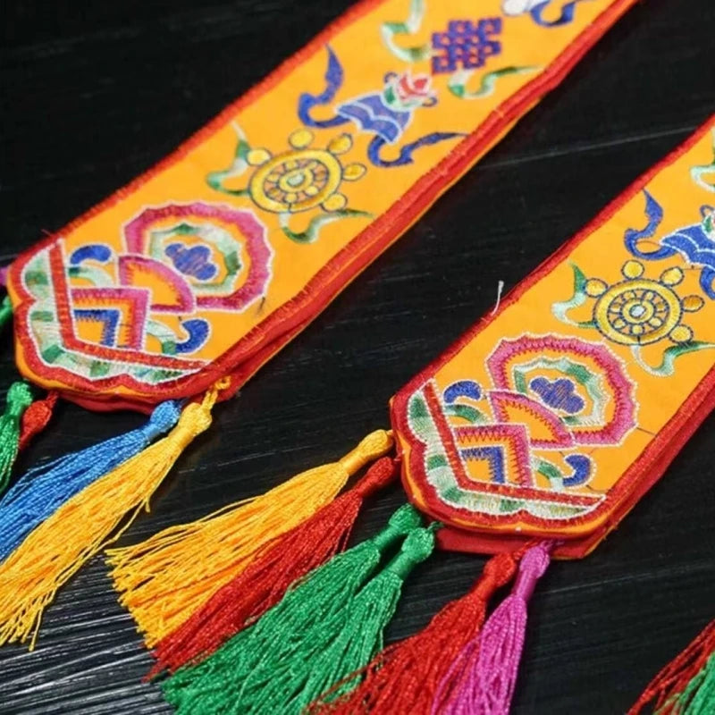 Nepal Handmade Eight Auspicious Flags,Tibetan Tassel Embroidery Decorative Handicrafts,Auspicious Hand Drum Flags Buddhist Item