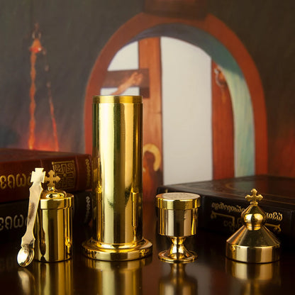 HTISOK Orthodox Holy Water Set, Religious Articles for Storing and Distributing Holy Water, Cross Design, Blessing Ceremony