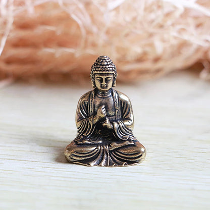 Pure Brass Old Sakyamuni Buddha Statue Home Decoration Miniature Statue Small Ornaments