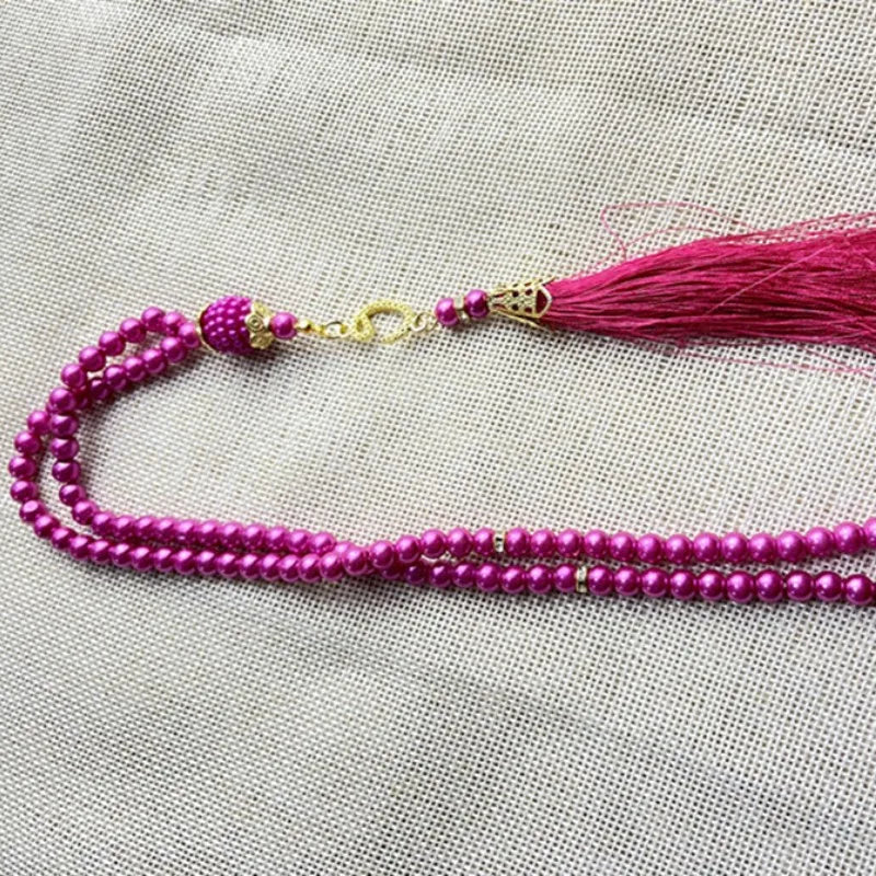 6mm 99pcs Glass Pearls Tassel Turkish Style Muslim Rosary Islamic Prayer Beads Bracelet For Women Jewelry Accessories Gifts New