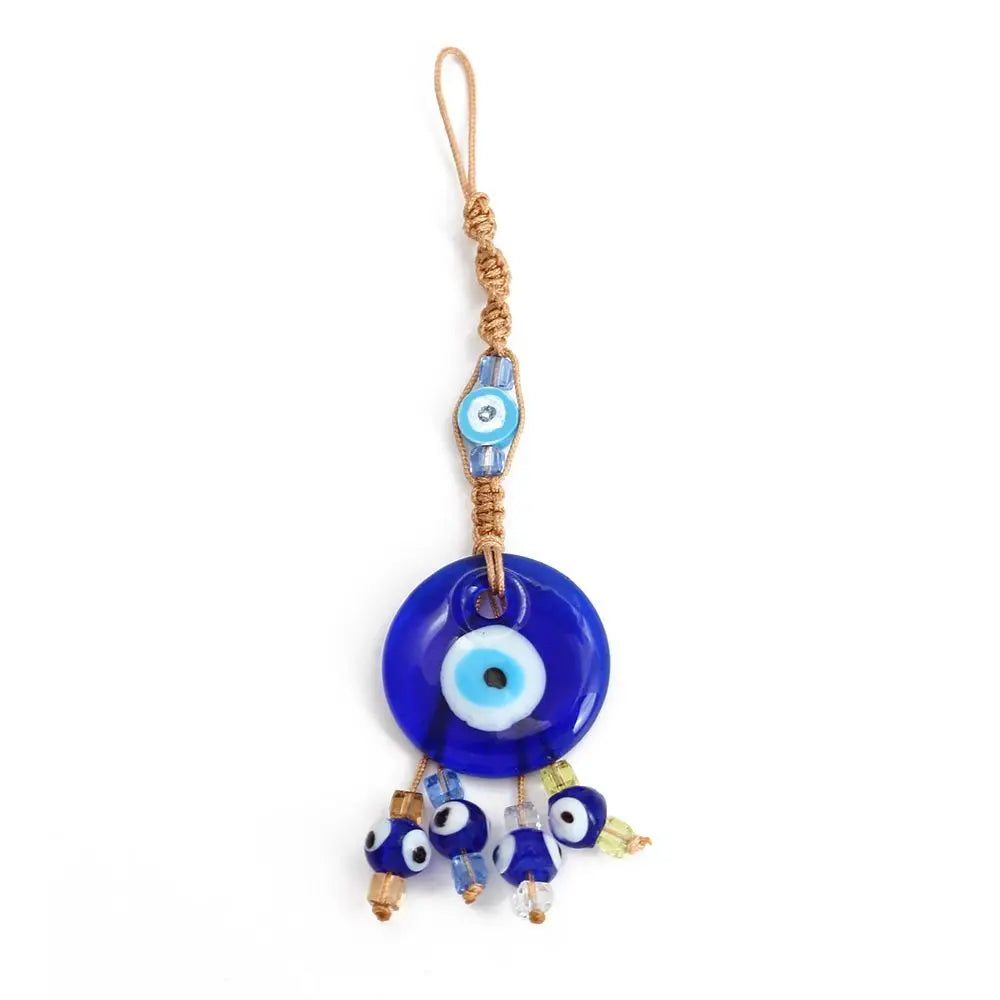 Demon Eye Lucky Charm Car Ornaments Protection Tassel Crystals Feng Shui Car Decor Turkish Blue Eye Retro Glass Pendant Gifts