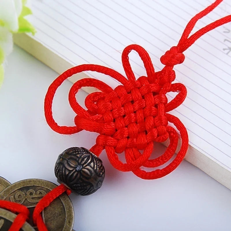 Feng Shui Mystic Knot Chinese Lucky Coins Cures Home Career Health Wealth Room Decor Wall Hanging Decoration Home Supplies