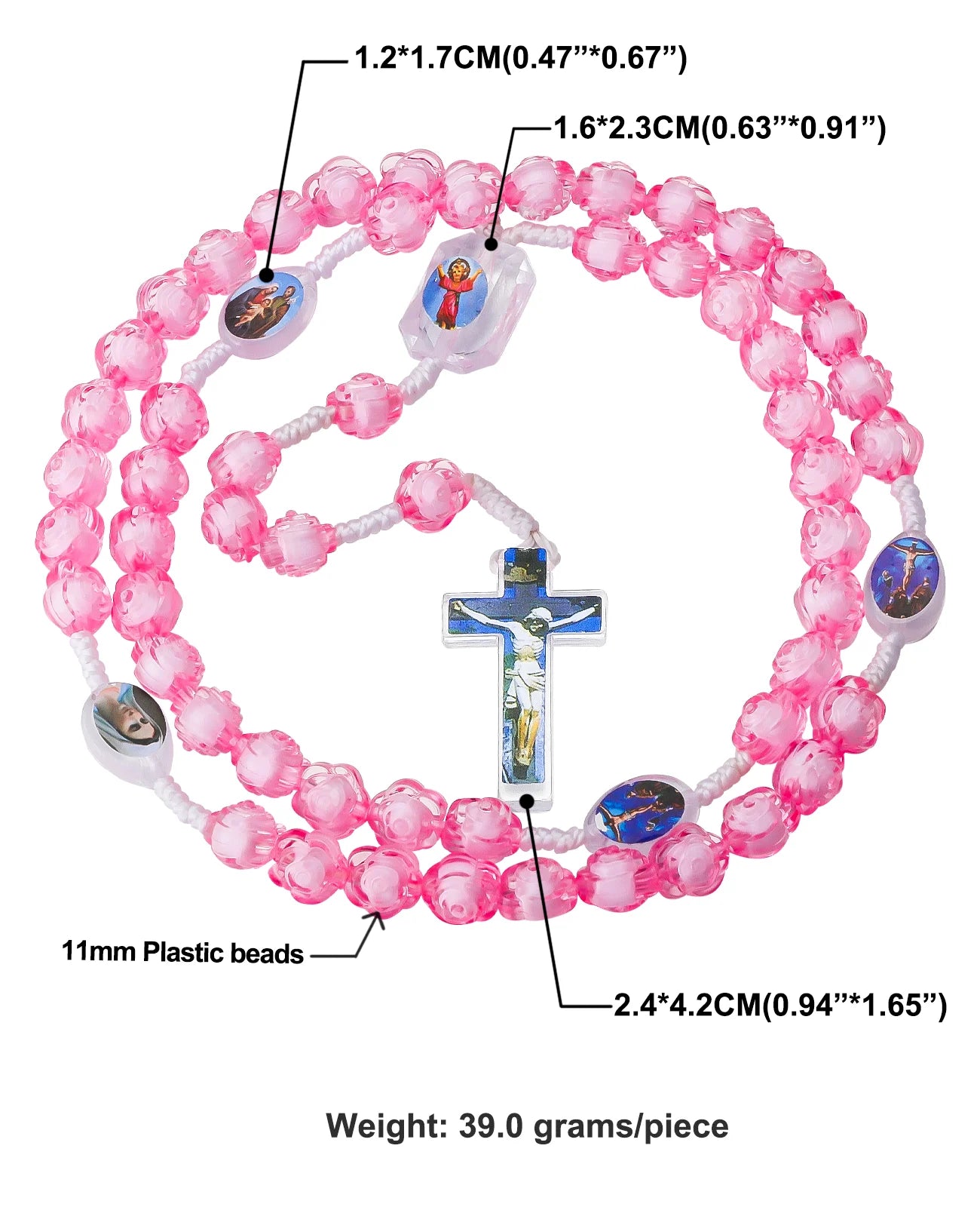 Cottvott Colorful Acrylic Beads Rosary Necklace Cross Pendant Prayer Chaplet Confirmation Communion Jewelry Sacraments Gifts